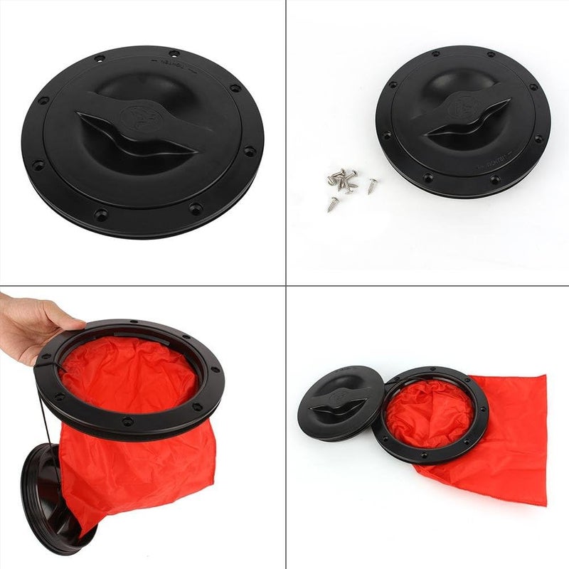 woobles Kayak Hatch Cover, Black Hatch Cover Deck Plate Kit with Storage Bag for Kayak Boat Marine - Image 3